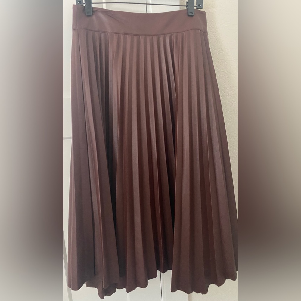 Zara leather pleated midi skirt